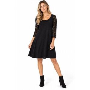Hand Jive Dress Size Small Black Lace Sheer Sleeves Knee Length Artsy Vamp Goth